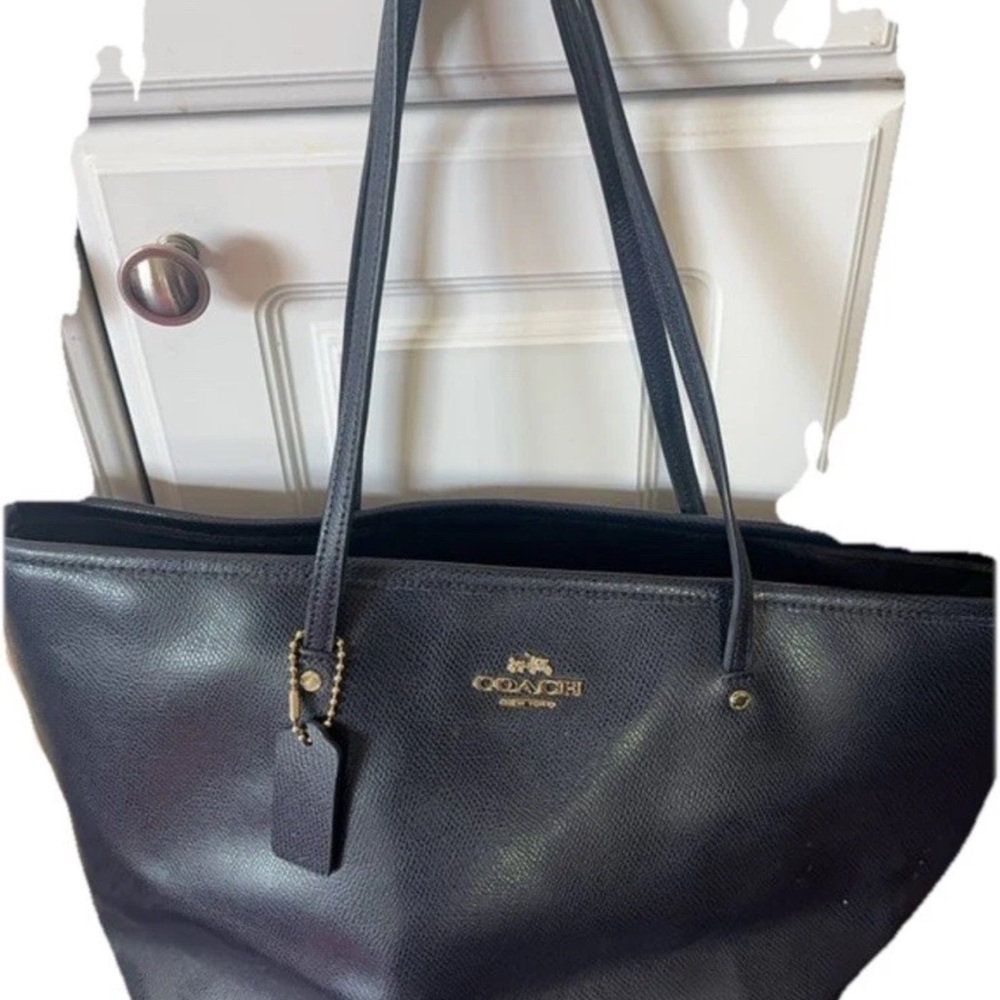 Coach Navy canvas leather large tote